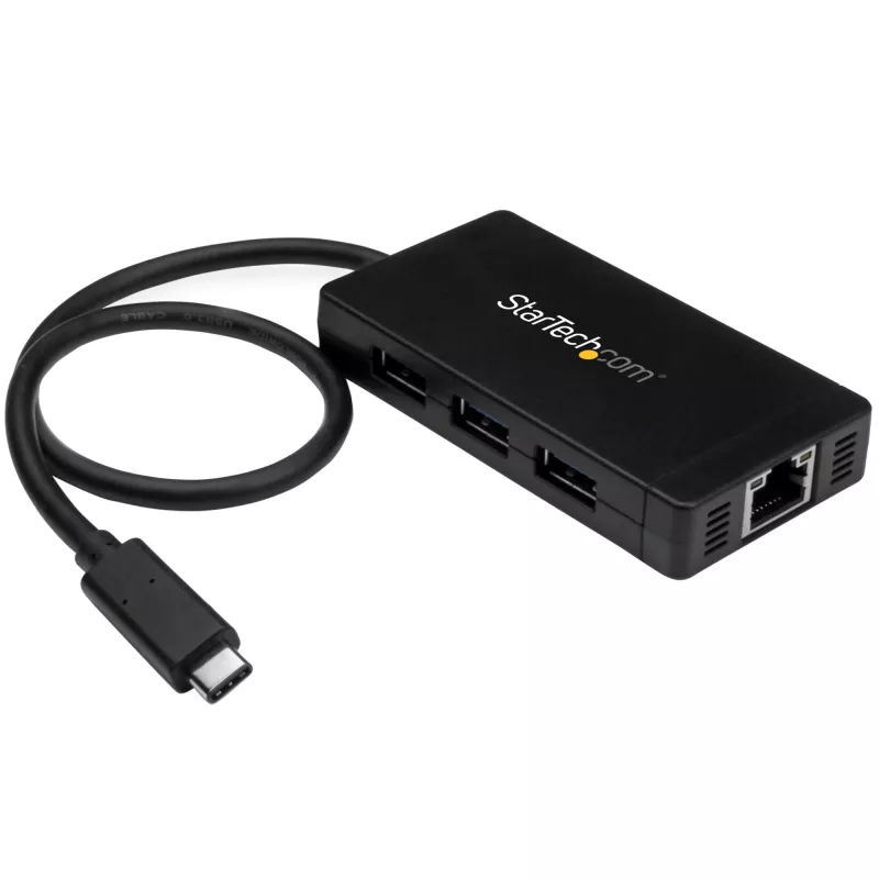 StarTech.com 3 prievadų USB 3.0 šakotuvas su Gigabit Ethernet - USB-C - su maitinimo adapteriu~3 prievadų USB-C šakotuvas su Gigabit Ethernet - USB-C į 3x USB-A - USB 3.0 (5 Gbps) - su maitinimo adapteriu