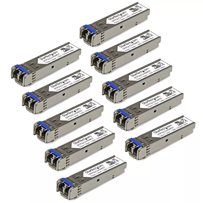 StarTech.com Cisco GLC-LH-SM Suderinama SFP siųstuvas-imtuvas Module - 1000BASE-LX/LH - 10 PACK~10 Pack Cisco GLC-LH-SM Suderinama SFP Module (10 Pack) - 1000BASE-LX/LH - 1GbE Single Mode Fiber SMF Optic siųstuvas-imtuvas - 1GE Gigabit Ethernet SFP - LC 10km - 1310nm - DDM Cisco Firepower, ASR920, IE2000