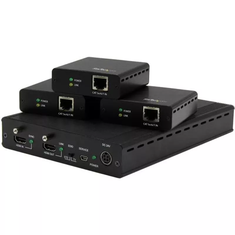StarTech.com 3 prievadų HDBaseT plėtiklio rinkinys su 3 imtuvais – 1x3 HDMI per CAT5e skirstytuvas – iki 4K