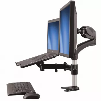 StarTech.com Stalviršio monitoriaus laikiklis su nešiojamojo kompiuterio stovu – pilnai reguliuojamas – lankstomas