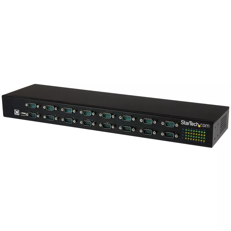 StarTech.com 16 prievadų USB–nuosekliojo prievado adapterio šakotuvas, USB 2.0 Type-B, nuoseklusis, 480 Mbit/s, juodas, plienas, 36 W
