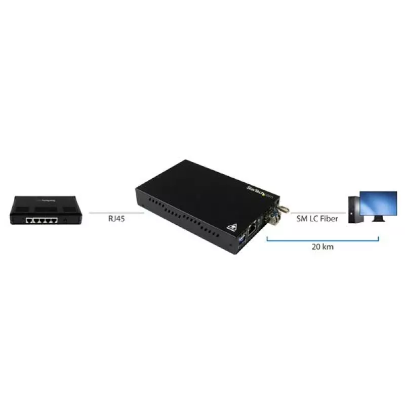 StarTech.com Gigabit Ethernet vario į šviesolaidį medijos keitiklis - SM LC - 20 km