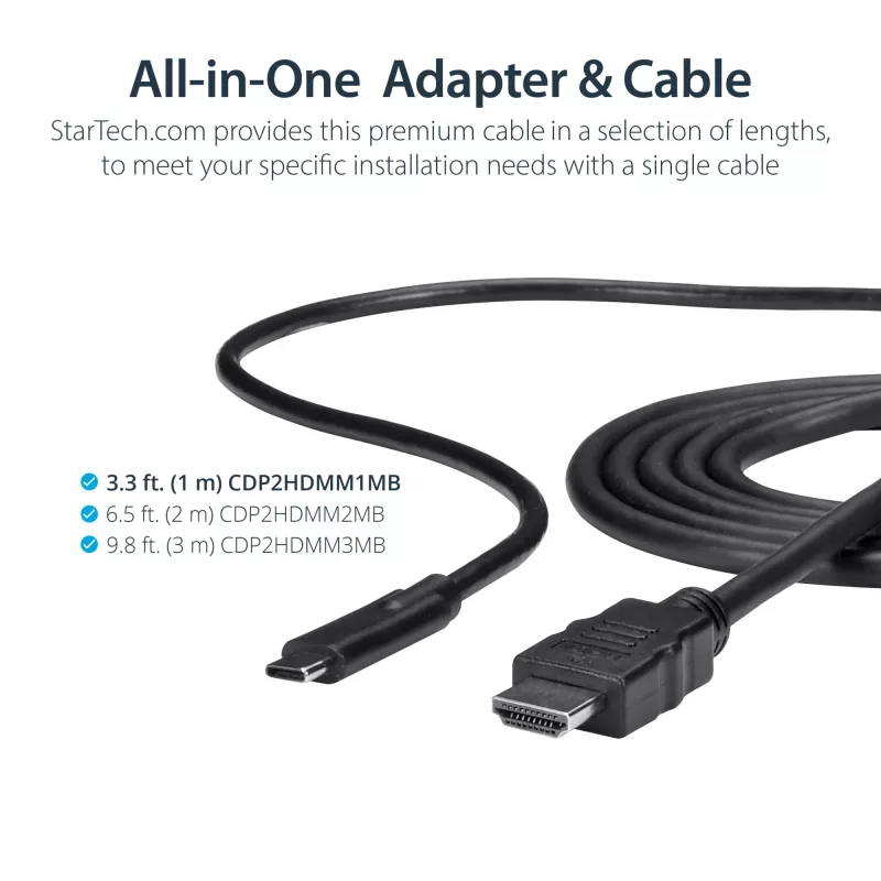 StarTech.com 3 pėdų (1 m) USB C į HDMI kabelis – 4K 30Hz USB Type-C į HDMI vaizdo ekrano keitiklis – USB-C DP Alt Mode į HDMI monitoriaus adapterio laidas – suderinamas su Thunderbolt