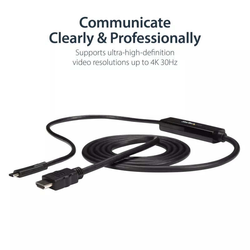 StarTech.com 3 pėdų (1 m) USB C į HDMI kabelis – 4K 30Hz USB Type-C į HDMI vaizdo ekrano keitiklis – USB-C DP Alt Mode į HDMI monitoriaus adapterio laidas – suderinamas su Thunderbolt