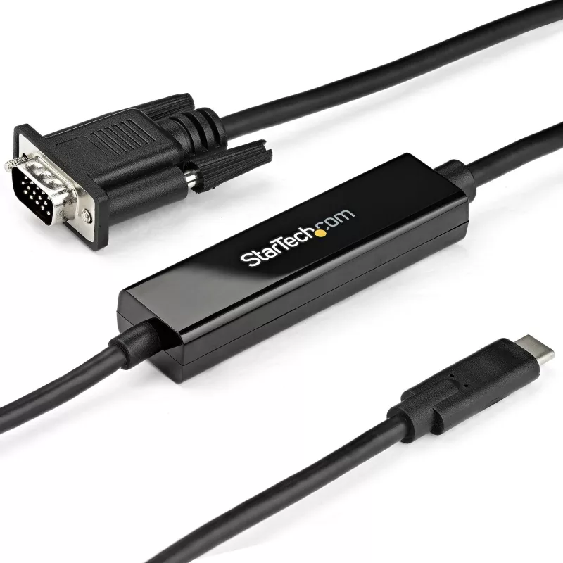 StarTech.com 1 m USB-C į VGA kabelis – 1920x1200/1080p USB Type-C į VGA vaizdo aktyvusis adapterio kabelis – Suderinamas su Thunderbolt 3 – Nešiojamasis kompiuteris prie VGA monitoriaus / projektoriaus – DP Alt Mode HBR2