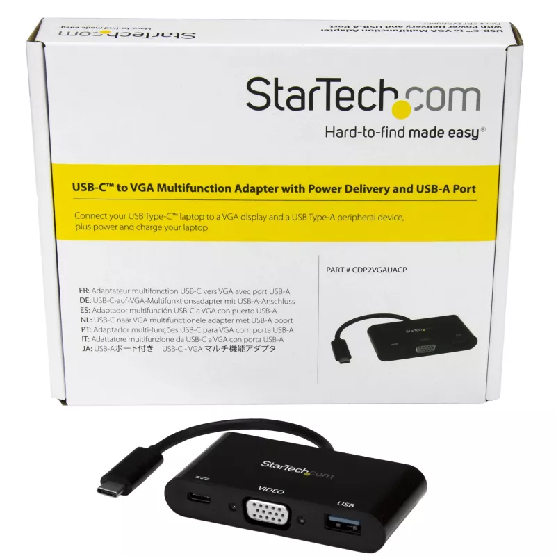 StarTech.com USB-C VGA daugiafunkcis adapteris – USB 3.0 prievadas – 60 W PD