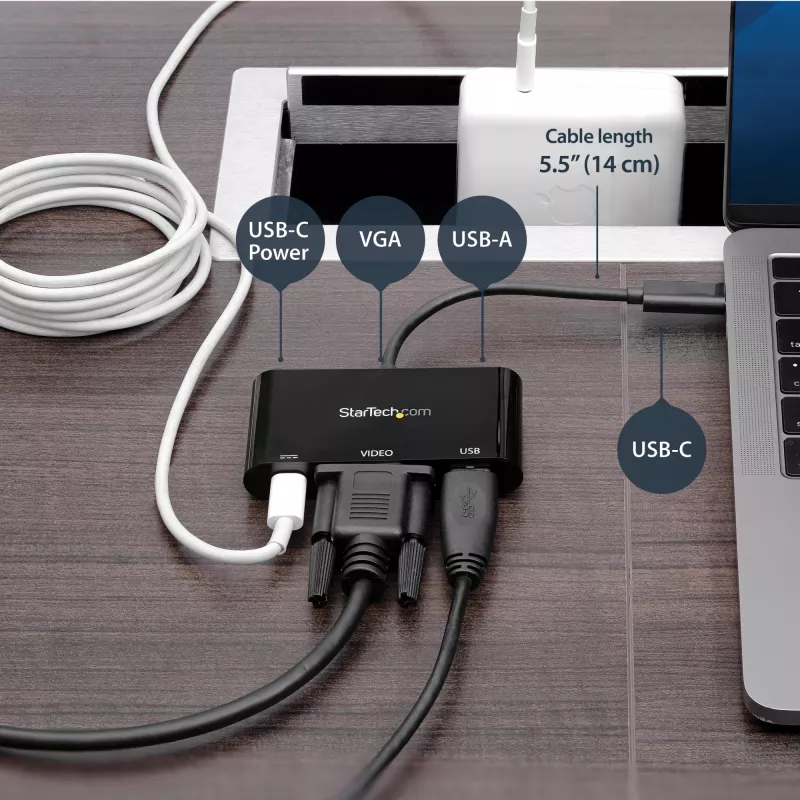 StarTech.com USB-C VGA daugiafunkcis adapteris – USB 3.0 prievadas – 60 W PD