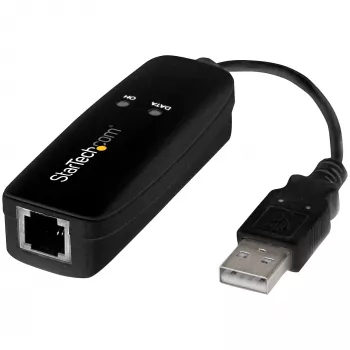 StarTech.com USB 2.0 fakso modemas – 56K išorinis aparatinis komutuojamojo ryšio V.92 modemas / raktas / adapteris – kompiuterio / nešiojamojo kompiuterio fakso modemas – USB į telefono lizdą – USB duomenų modemas – tinklo faksas / CMR / POS
