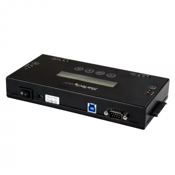 StarTech.com 4 lizdų SSD/HDD standžiųjų diskų trintuvas – 2,5 col. ir 3,5 col. SATA – autonominis saugus ištrynimo išorinis diskų valiklis – 9 trynimo režimai – RS232 spausdintuvo prievadas – atitinka NIST/DOD ir TAA