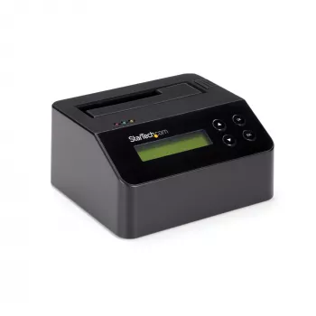 StarTech.com vienos vietos standžiųjų diskų trintuvas, autonominis HDD/SSD valytuvas, 4Kn, USB 3.0 prie SATA III (6 Gbps), 9 trynimo režimai, LCD ekranas, saugaus trynimo standžiųjų diskų valymo dokas, DB-9 spausdintuvo prievadas, TAA atitinkantis