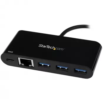 StarTech.com 3 prievadų USB-C šakotuvas su Gigabit Ethernet ir 60 W maitinimo pralaidumu nešiojamajam kompiuteriui įkrauti - USB-C į 3x USB-A (USB 3.0 SuperSpeed 5 Gbps) - USB 3.1/3.2 Gen 1 Type-C adapterio šakotuvas