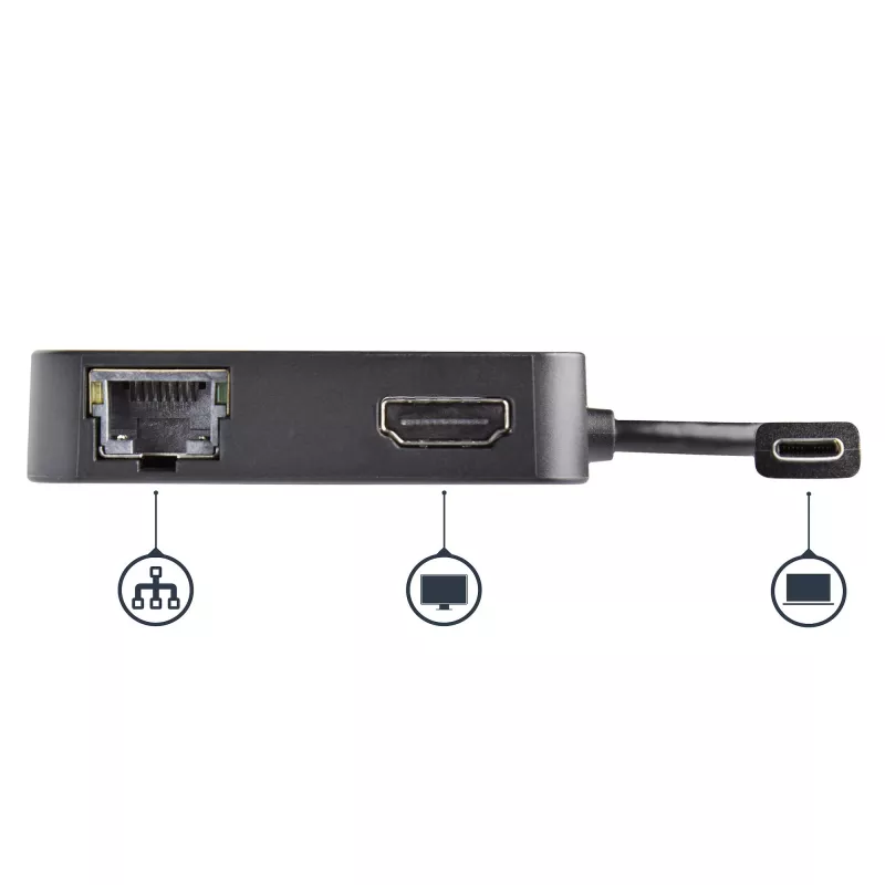 StarTech.com USB-C daugiafunkcis adapteris - nešiojama USB-C mini dokinė stotelė 4K HDMI vaizdui - Gigabitinis eternetas, USB 3.0 šakotuvas (1x USB-A 1x USB-C) - USB Type-C daugiafunkcis adapteris - suderinamas su Thunderbolt 3