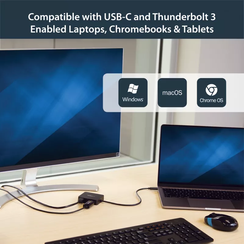 StarTech.com USB-C daugiafunkcis adapteris - nešiojama USB-C mini dokinė stotelė 4K HDMI vaizdui - Gigabitinis eternetas, USB 3.0 šakotuvas (1x USB-A 1x USB-C) - USB Type-C daugiafunkcis adapteris - suderinamas su Thunderbolt 3