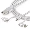 StarTech.com 1 m (3 pėd.) USB daugiakryptis įkrovimo laidas – USB į Micro-USB arba USB-C arba Lightning, skirtas iPhone / iPad / iPod / Android – Apple MFi sertifikuotas – 3 viename USB įkroviklis – Pintas