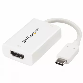 StarTech.com USB C į HDMI 2.0 adapteris su Power Delivery – 4K 60Hz USB Type-C į HDMI vaizdo keitiklis – 60W PD pralaidus įkrovimo prievadas – Thunderbolt 3 suderinamas – baltas