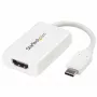 StarTech.com USB C į HDMI 2.0 adapteris su Power Delivery – 4K 60Hz USB Type-C į HDMI vaizdo keitiklis – 60W PD pralaidus įkrovimo prievadas – Thunderbolt 3 suderinamas – baltas