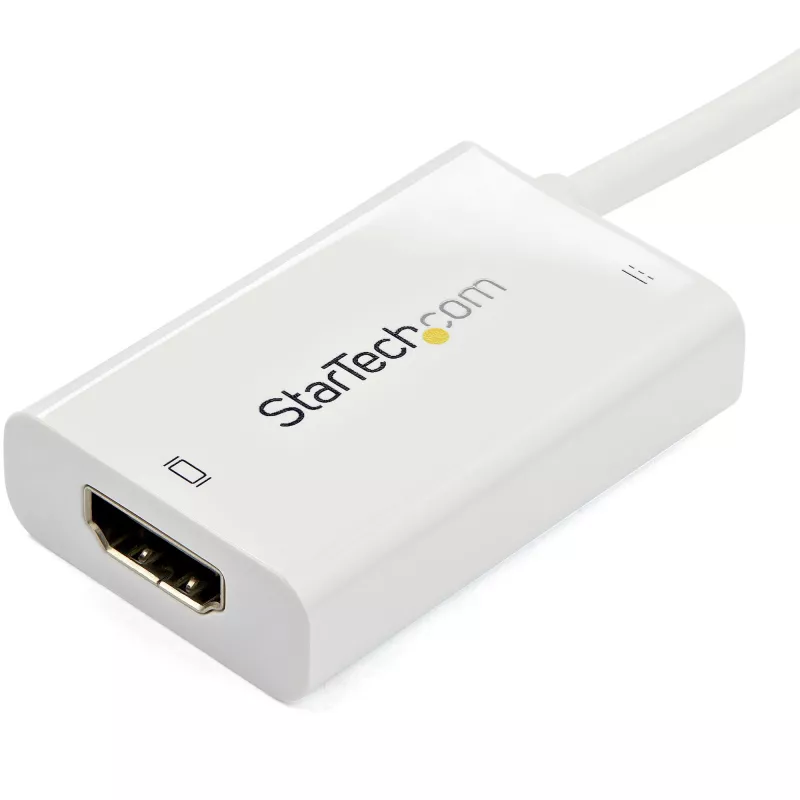 StarTech.com USB C į HDMI 2.0 adapteris su Power Delivery – 4K 60Hz USB Type-C į HDMI vaizdo keitiklis – 60W PD pralaidus įkrovimo prievadas – Thunderbolt 3 suderinamas – baltas