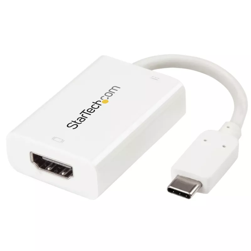 StarTech.com USB C į HDMI 2.0 adapteris su Power Delivery – 4K 60Hz USB Type-C į HDMI vaizdo keitiklis – 60W PD pralaidus įkrovimo prievadas – Thunderbolt 3 suderinamas – baltas