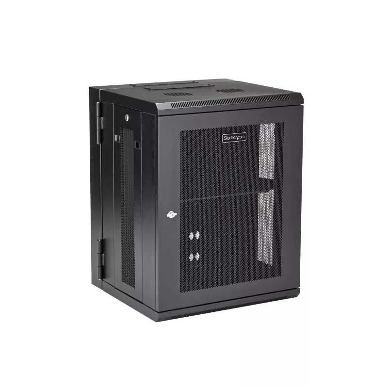 StarTech.com 4-Post 15U Wall Mount Network Cabinet su 1U Shelf, 19 inch Hinged Wall-Mounted Server Rack for Data / AV / Electronics / Computer Equipment, Flexible Vented Rack Enclosure