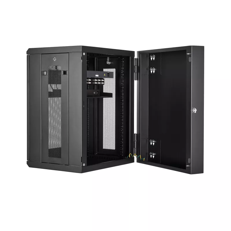 StarTech.com 4-Post 15U Wall Mount Network Cabinet su 1U Shelf, 19 inch Hinged Wall-Mounted Server Rack for Data / AV / Electronics / Computer Equipment, Flexible Vented Rack Enclosure