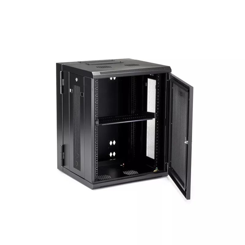 StarTech.com 4-Post 15U Wall Mount Network Cabinet su 1U Shelf, 19 inch Hinged Wall-Mounted Server Rack for Data / AV / Electronics / Computer Equipment, Flexible Vented Rack Enclosure