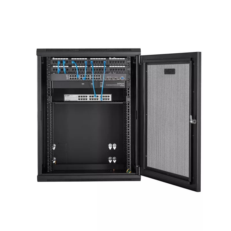 StarTech.com 4-Post 15U Wall Mount Network Cabinet su 1U Shelf, 19 inch Hinged Wall-Mounted Server Rack for Data / AV / Electronics / Computer Equipment, Flexible Vented Rack Enclosure