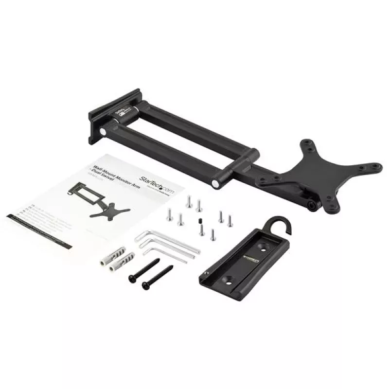 StarTech.com sieninė monitoriaus laikiklio svirtis – dvigubai pasukama, 15 kg, 33 cm (13 col.), 68,6 cm (27 col.), 75 x 75 mm, 100 x 100 mm, juoda