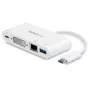 StarTech.com USB-C universalus adapteris - USB-C į DVI-D (skaitmeninis) vaizdo adapteris su 60 W maitinimo perdavimo įkrovimu, GbE, USB-A - nešiojama USB Type-C/Thunderbolt 3 mini nešiojamojo kompiuterio dokas