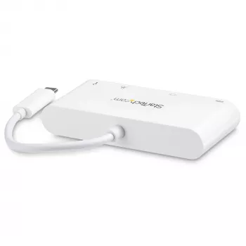StarTech.com USB-C universalus adapteris - USB-C į DVI-D (skaitmeninis) vaizdo adapteris su 60 W maitinimo perdavimo įkrovimu, GbE, USB-A - nešiojama USB Type-C/Thunderbolt 3 mini nešiojamojo kompiuterio dokas