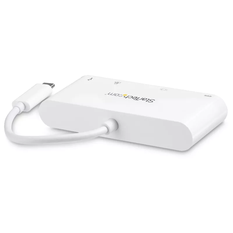 StarTech.com USB-C universalus adapteris - USB-C į DVI-D (skaitmeninis) vaizdo adapteris su 60 W maitinimo perdavimo įkrovimu, GbE, USB-A - nešiojama USB Type-C/Thunderbolt 3 mini nešiojamojo kompiuterio dokas