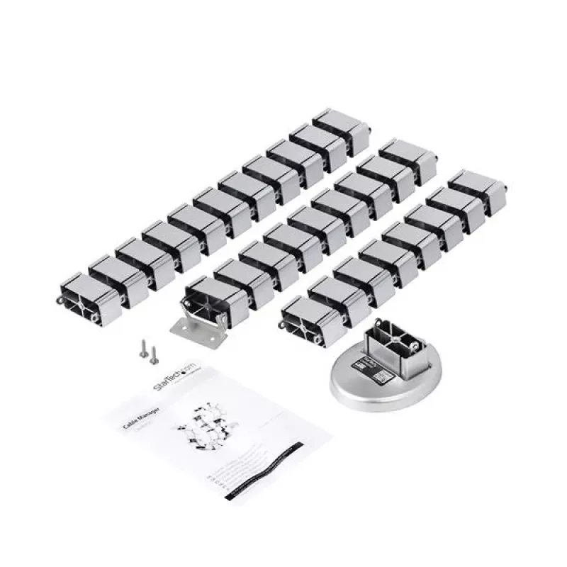 StarTech.com kabelių valdymo stiebas, kabelių apvalkalas, stalas, plastikas, plienas, sidabrinis