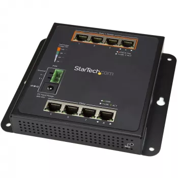 StarTech.com pramoninis 8 prievadų gigabito PoE komutatorius - 4 x PoE+ 30W - maitinimas per Ethernet - sustiprintas GbE Layer/L2 valdomas komutatorius - tvirtas didelės galios gigabito tinklo komutatorius IP-30/-40C iki +75C - TAA