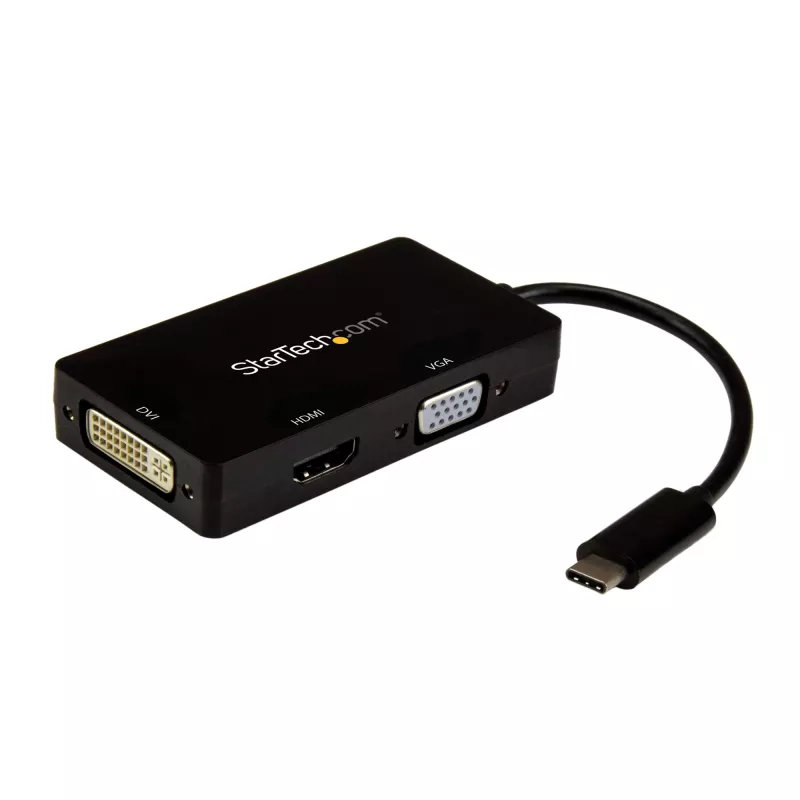 StarTech.com USB-C kelių prievadų vaizdo adapteris - 3-in-1 - 4K 30Hz - juodas