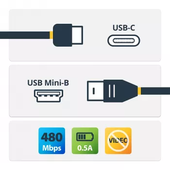 StarTech.com USB-C į Mini-USB kabelis - M/M - 2 m (6 pėd.) - USB 2.0