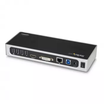 StarTech.com USB 3.0 dokinė stotelė – dviejų monitorių nešiojamojo kompiuterio dokinė stotelė su HDMI ir DVI/VGA vaizdu – 6 prievadų USB 3.1 Gen 1 5 Gbps šakotuvas, GbE, garsas – universali A tipo dokinė stotelė – Windows ir Mac