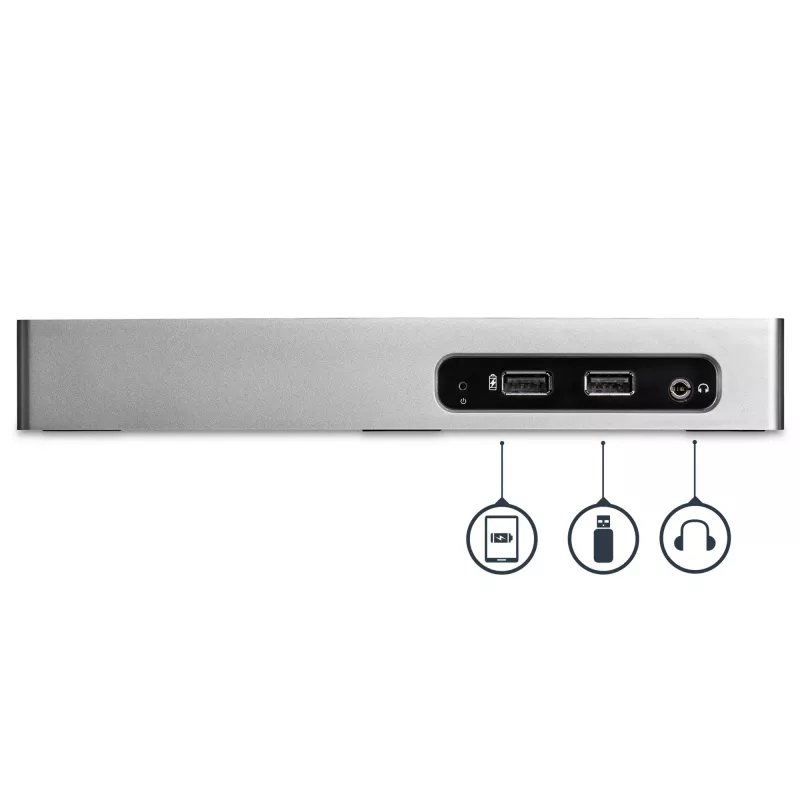 StarTech.com USB 3.0 dokinė stotelė – dviejų monitorių nešiojamojo kompiuterio dokinė stotelė su HDMI ir DVI/VGA vaizdu – 6 prievadų USB 3.1 Gen 1 5 Gbps šakotuvas, GbE, garsas – universali A tipo dokinė stotelė – Windows ir Mac