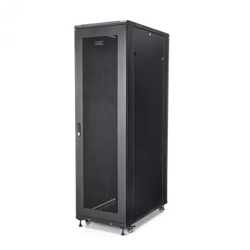 StarTech.com 4 stulpų 42U serverių spinta, 19 colių duomenų spinta kompiuterinei / AV / IT įrangai montuoti, serverių korpusas su ratukais, pilno dydžio pramoninė tinklo įrangos spinta