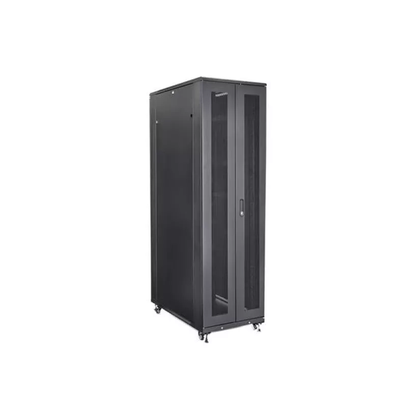 StarTech.com 4 stulpų 42U serverių spinta, 19 colių duomenų spinta kompiuterinei / AV / IT įrangai montuoti, serverių korpusas su ratukais, pilno dydžio pramoninė tinklo įrangos spinta