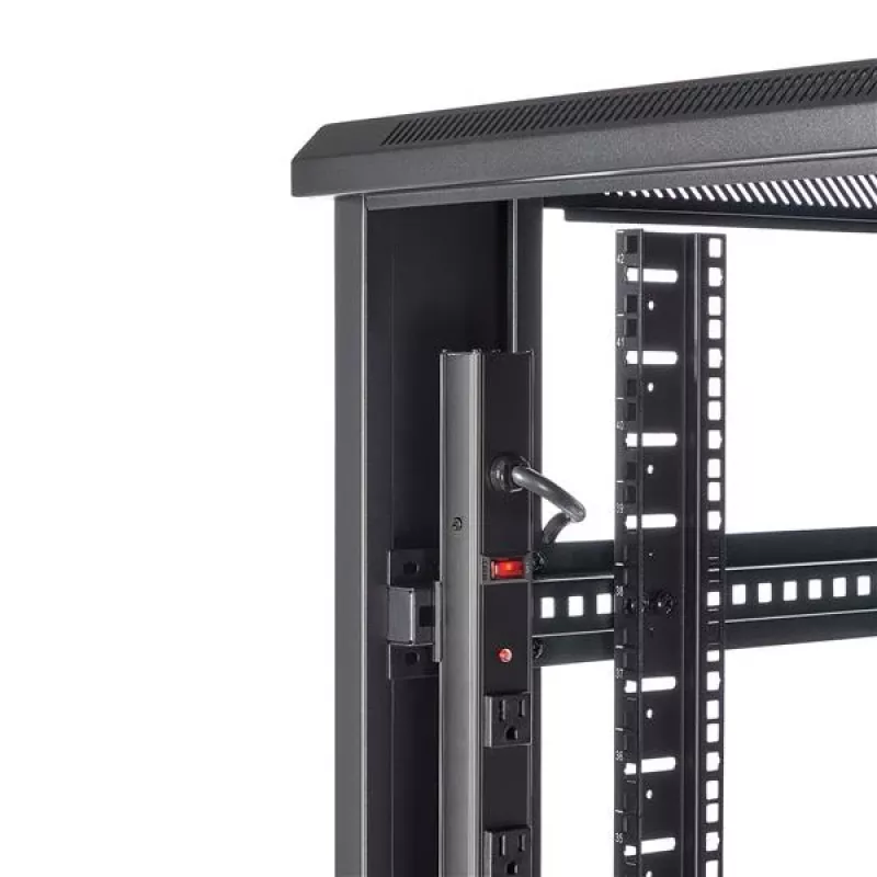 StarTech.com 4 stulpų 42U serverių spinta, 19 colių duomenų spinta kompiuterinei / AV / IT įrangai montuoti, serverių korpusas su ratukais, pilno dydžio pramoninė tinklo įrangos spinta