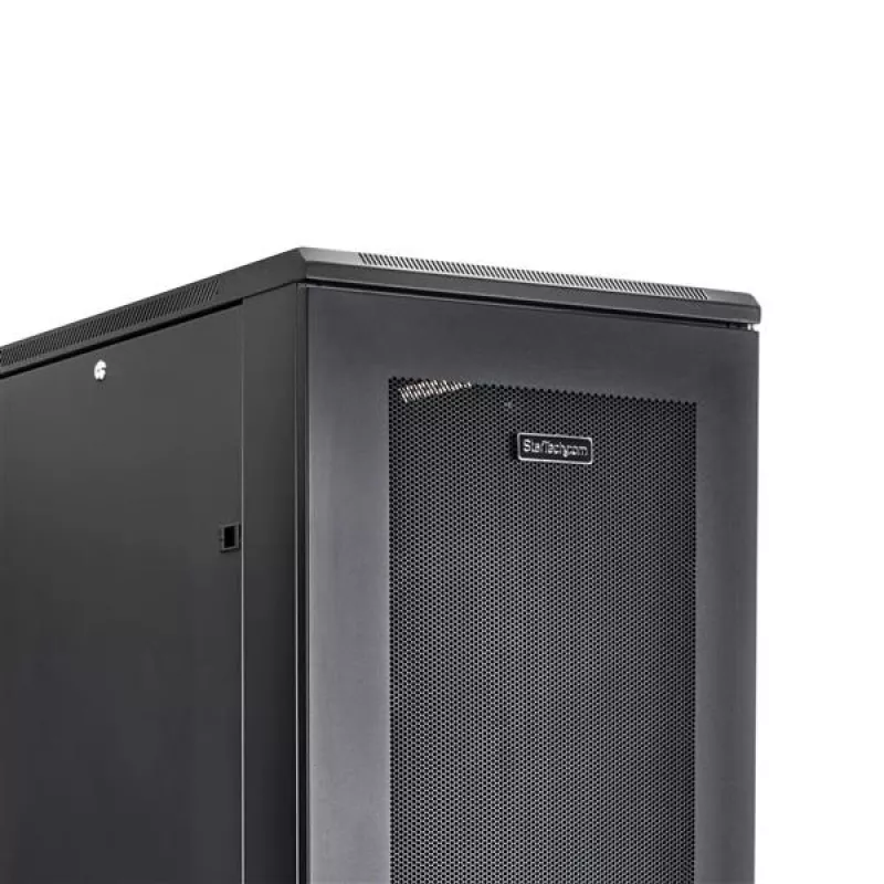 StarTech.com 4 stulpų 42U serverių spinta, 19 colių duomenų spinta kompiuterinei / AV / IT įrangai montuoti, serverių korpusas su ratukais, pilno dydžio pramoninė tinklo įrangos spinta