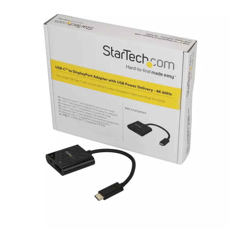 StarTech.com USB-C į DisplayPort adapteris su maitinimo tiekimu – 4K 60 Hz HBR2 – USB Type-C į DP 1.2 monitoriaus vaizdo keitiklis su įkrovimu – 60 W PD pralaidumas – suderinamas su Thunderbolt 3