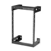 StarTech.com 15U 19 colių sieninė tinklo spinta - 12 colių gylio 2 stulpų atviro rėmo serverinės spinta duomenų/AV/IT/kompiuterinei įrangai/patch panel su narvelio veržlėmis ir varžtais, 200 svarų talpa, juoda