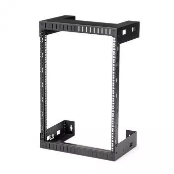 StarTech.com 15U 19 colių sieninė tinklo spinta - 12 colių gylio 2 stulpų atviro rėmo serverinės spinta duomenų/AV/IT/kompiuterinei įrangai/patch panel su narvelio veržlėmis ir varžtais, 200 svarų talpa, juoda