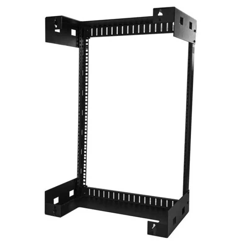 StarTech.com 15U 19 colių sieninė tinklo spinta - 12 colių gylio 2 stulpų atviro rėmo serverinės spinta duomenų/AV/IT/kompiuterinei įrangai/patch panel su narvelio veržlėmis ir varžtais, 200 svarų talpa, juoda