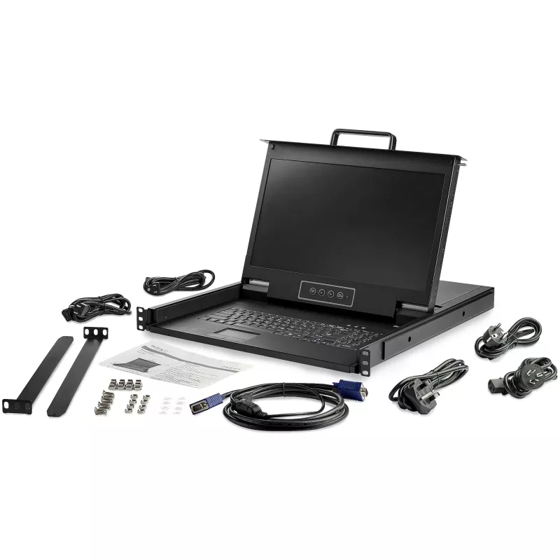 StarTech.com Rackmount KVM Console HD 1080p - Vieno prievado VGA KVM su 17 inch LCD monitoriumi serverių stovui - Pilnai aprūpinta 1U LCD KVM stalčius su laidais ir aparatūra - USB palaikymas - 50 000 val. MTBF