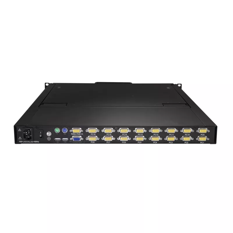 StarTech.com 16 prievadų stovo montavimo KVM konsolė su 6 pėdų kabeliais – Integruotas KVM jungiklis su 19 colių LCD monitoriumi – Pilnai funkcionuojanti 1U LCD KVM ištraukiama konsolė – OSD KVM – Patvarus 50 000 val. MTBF – USB + VGA palaikymas