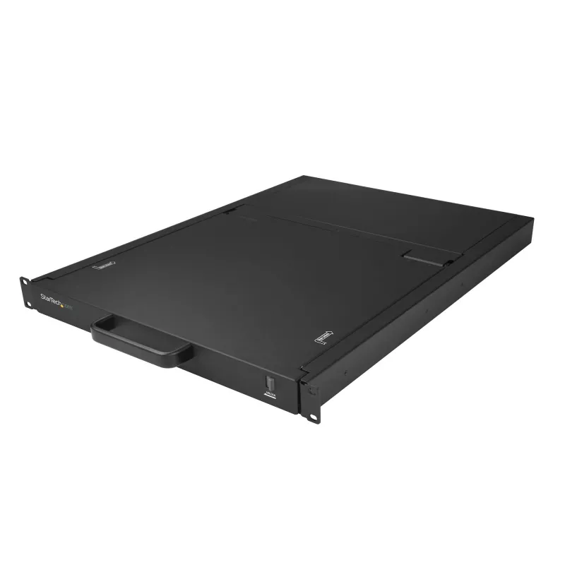 StarTech.com 16 prievadų stovo montavimo KVM konsolė su 6 pėdų kabeliais – Integruotas KVM jungiklis su 19 colių LCD monitoriumi – Pilnai funkcionuojanti 1U LCD KVM ištraukiama konsolė – OSD KVM – Patvarus 50 000 val. MTBF – USB + VGA palaikymas