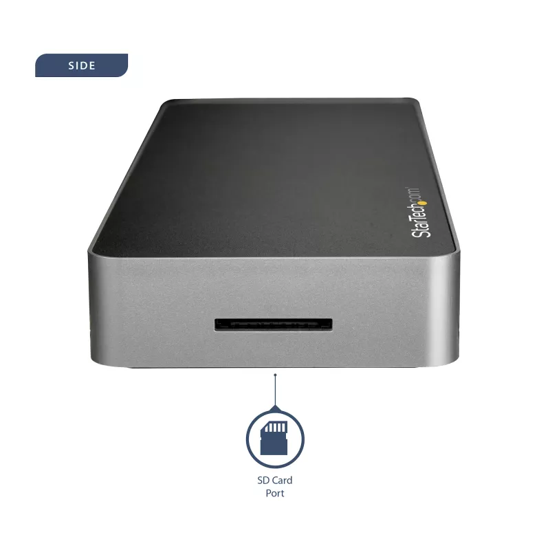 StarTech.com USB C dokas - dviejų monitorių HDMI ir DisplayPort 4K 30Hz - USB Type-C nešiojamojo kompiuterio doko stotis 60W maitinimo tiekimas, SD, 4 prievadų USB-A 3.0 šakotuvas, GbE, garsas - suderinama su Thunderbolt 3