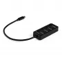 StarTech.com 4 prievadų USB C šakotuvas - USB-C į 4x USB 3.0 Type-A prievadus su individualiais įjungimo/išjungimo jungikliais - SuperSpeed 5 Gbps USB 3.1/3.2 Gen 1 - maitinamas per USB magistralę - nešiojamas - 25 cm pritvirtintas kabelis