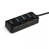 StarTech.com 4 prievadų USB C šakotuvas - USB-C į 4x USB 3.0 Type-A prievadus su individualiais įjungimo/išjungimo jungikliais - SuperSpeed 5 Gbps USB 3.1/3.2 Gen 1 - maitinamas per USB magistralę - nešiojamas - 25 cm pritvirtintas kabelis